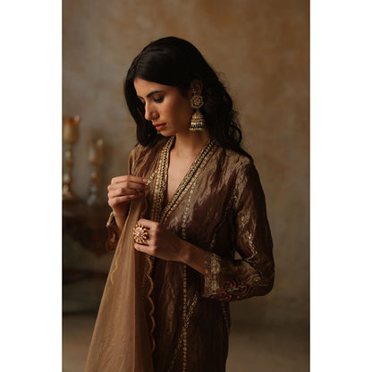 Begum Pret ASMA Gold Kurta with Pant & Dupatta (Set of 3)