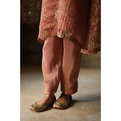 Begum Pret IKAI Peach & Gold Floral Kurta with Pant & Dupatta (Set of 3)