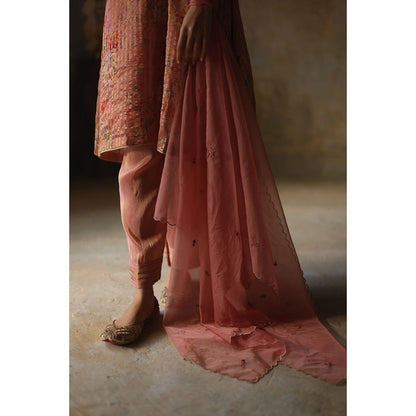 Begum Pret IKAI Peach & Gold Floral Kurta with Pant & Dupatta (Set of 3)