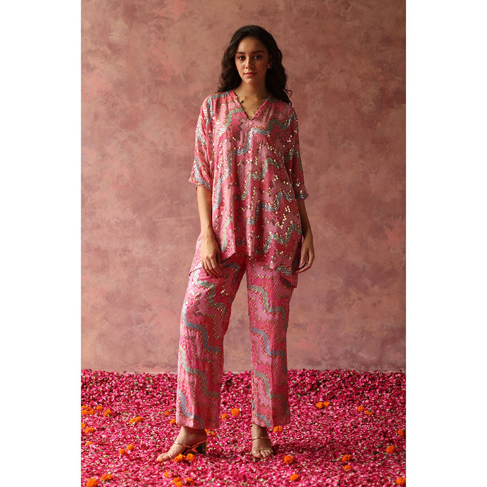 Begum Pret MAIYRA Multi-Color Embellished Kaftan with Pant (Set of 2)