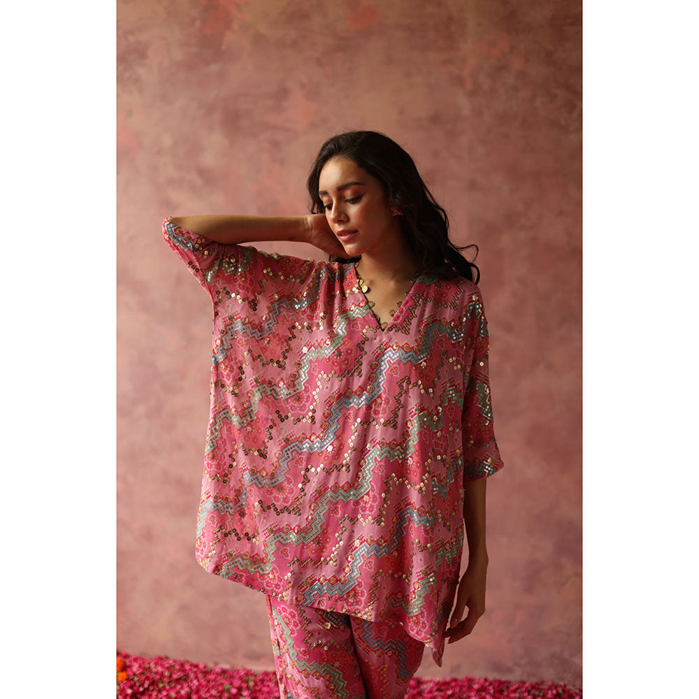 Begum Pret MAIYRA Multi-Color Embellished Kaftan with Pant (Set of 2)