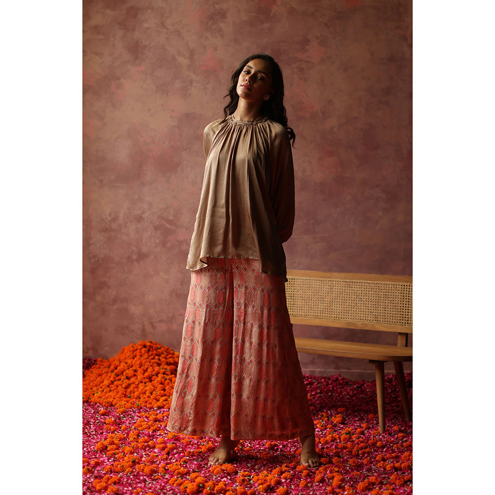 Begum Pret RENE Gold Top with Palazzo (Set of 2)