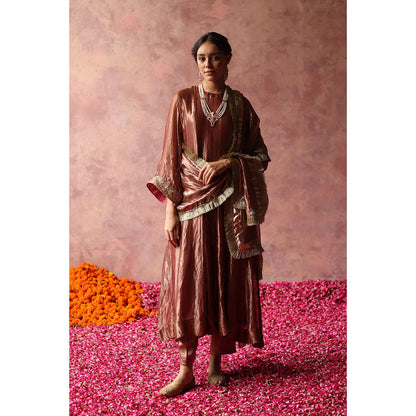 Begum Pret ZAAHRA Rose Gold Kurta with Pant & Dupatta (Set of 3)