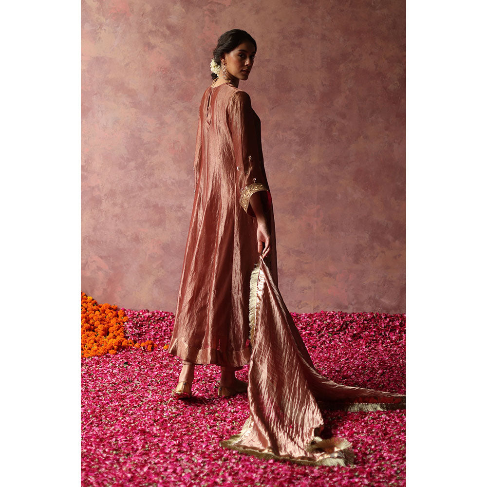 Begum Pret ZAAHRA Rose Gold Kurta with Pant & Dupatta (Set of 3)