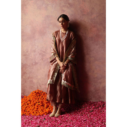 Begum Pret ZAAHRA Rose Gold Kurta with Pant & Dupatta (Set of 3)