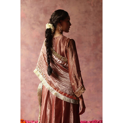Begum Pret ZAAHRA Rose Gold Kurta with Pant & Dupatta (Set of 3)