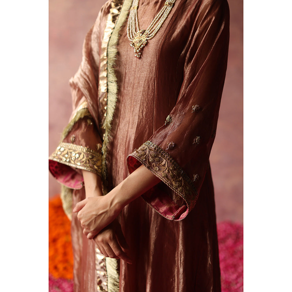 Begum Pret ZAAHRA Rose Gold Kurta with Pant & Dupatta (Set of 3)