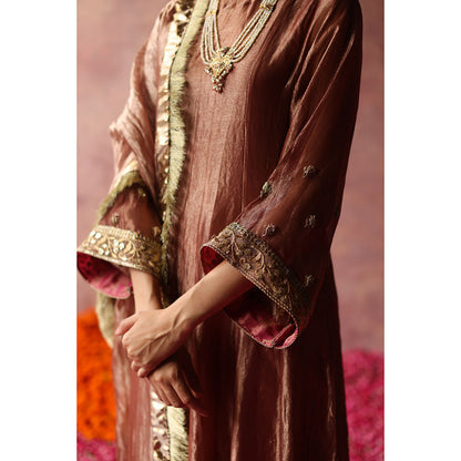 Begum Pret ZAAHRA Rose Gold Kurta with Pant & Dupatta (Set of 3)