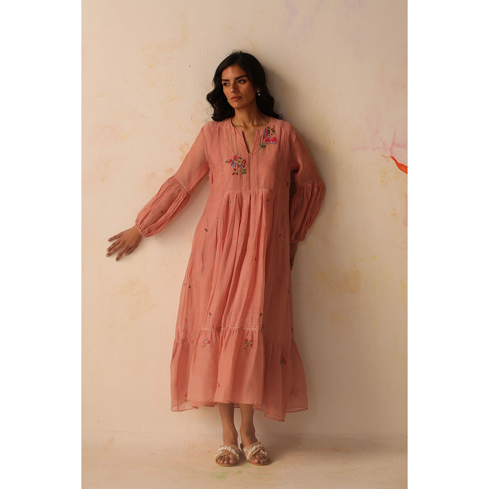 Begum Pret Pink Chinaar Dress with Slip (Set of 2)