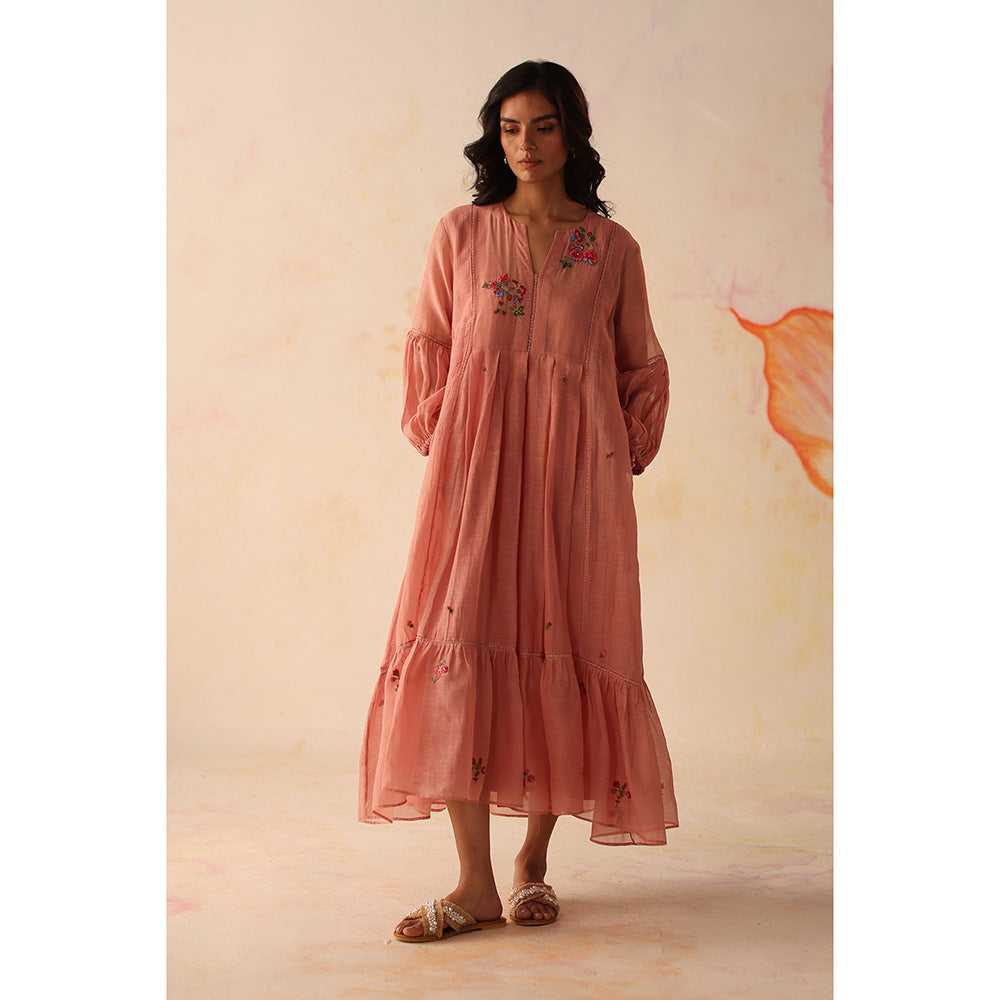 Begum Pret Pink Chinaar Dress with Slip (Set of 2)