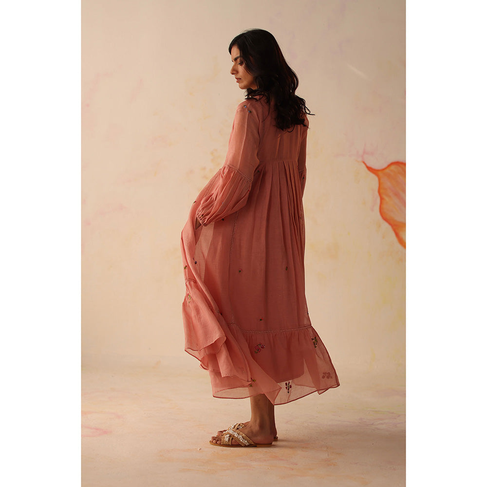 Begum Pret Pink Chinaar Dress with Slip (Set of 2)