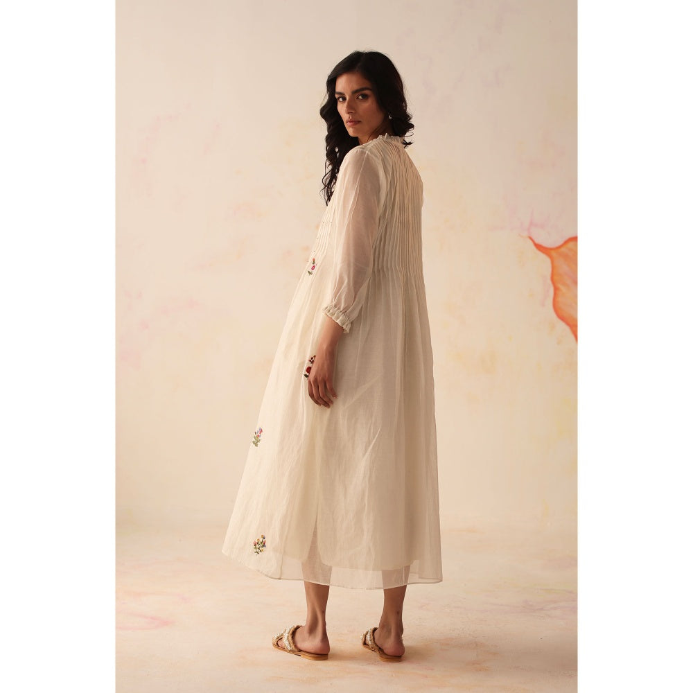 Begum Pret White Khubani Dress with Slip (Set of 2)