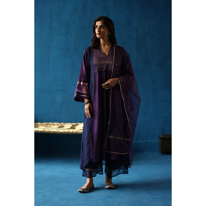 Begum Pret Jamun Purple Kurta & Pant with Dupatta (Set of 3)