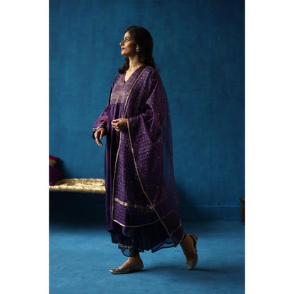 Begum Pret Jamun Purple Kurta & Pant with Dupatta (Set of 3)