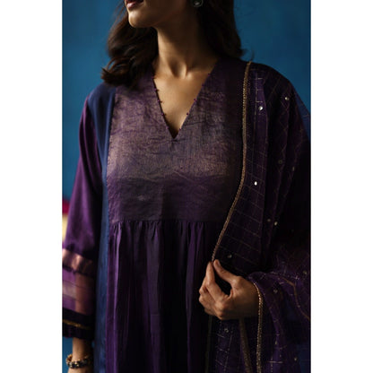 Begum Pret Jamun Purple Kurta & Pant with Dupatta (Set of 3)