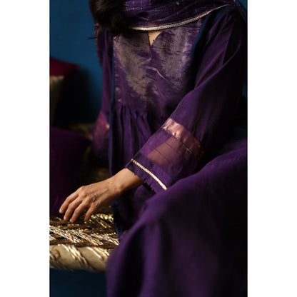 Begum Pret Jamun Purple Kurta & Pant with Dupatta (Set of 3)