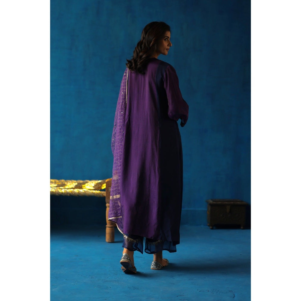 Begum Pret Jamun Purple Kurta & Pant with Dupatta (Set of 3)
