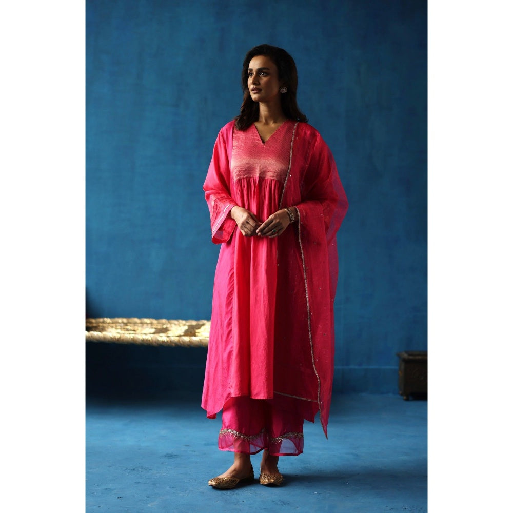 Begum Pret Jamun Pink Kurta & Pant with Dupatta (Set of 3)