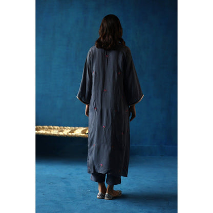 Begum Pret Blue & Pink Imly Phiran Kurta with Pants (Set of 2)