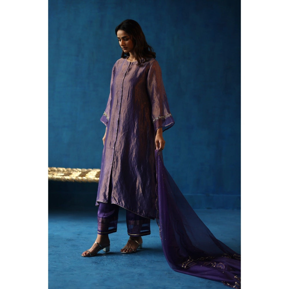 Begum Pret Purple Kala Khatta Kurta & Pant with Dupatta (Set of 3)