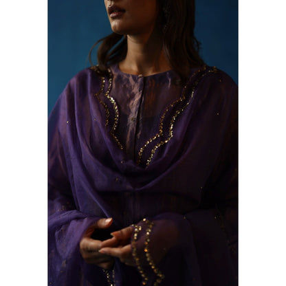 Begum Pret Purple Kala Khatta Kurta & Pant with Dupatta (Set of 3)