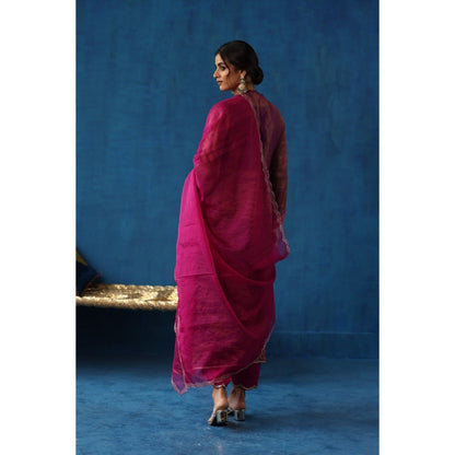 Begum Pret Purple Jaljeera Anarkali Kurta & Pant with Dupatta (Set of 3)