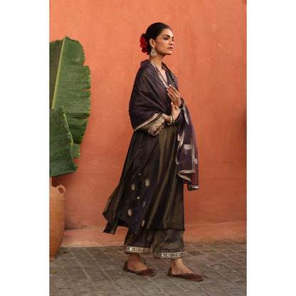 Begum Pret Purple Tara Kurta with Pant and Dupatta (Set of 3)