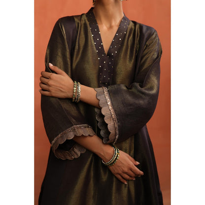 Begum Pret Purple Tara Kurta with Pant and Dupatta (Set of 3)