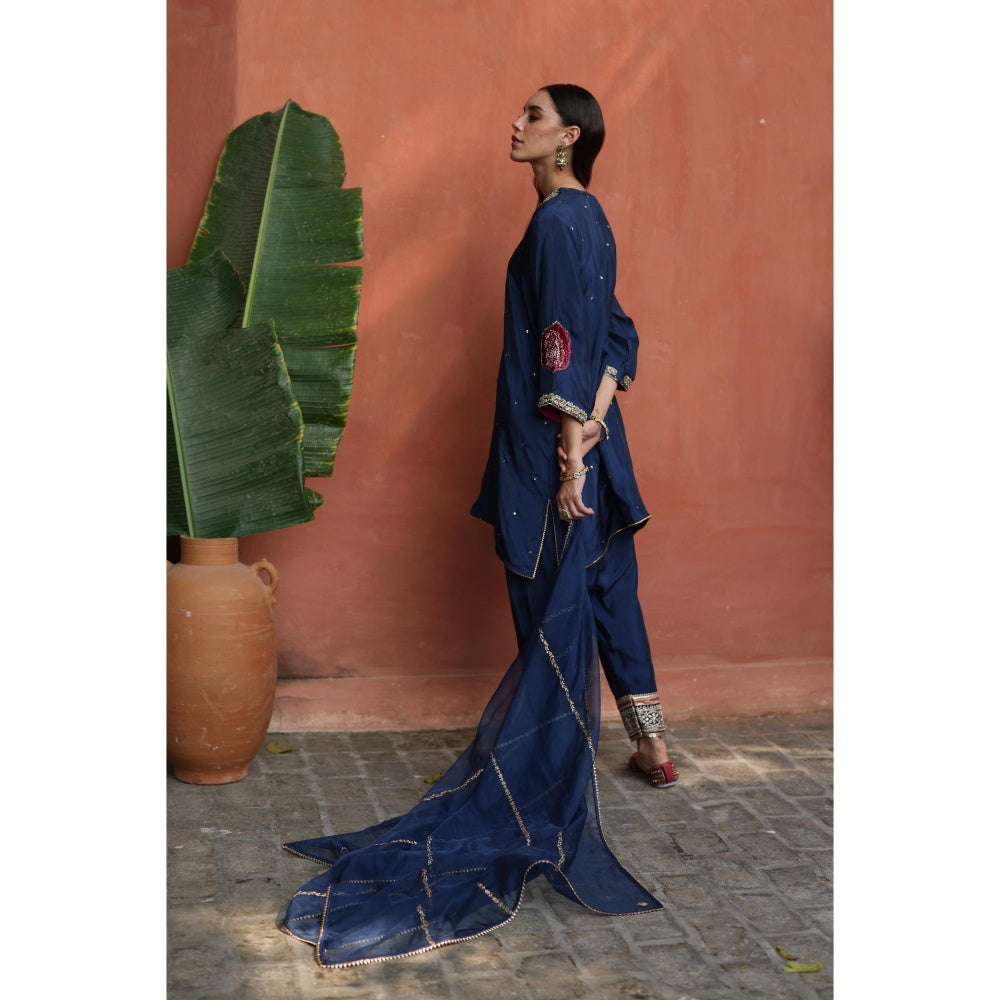 Begum Pret Blue Nazira Kurta with Salwar and Dupatta (Set of 3)