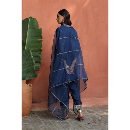 Begum Pret Blue Nazira Kurta with Salwar and Dupatta (Set of 3)