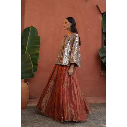 Begum Pret Peach Zohra Skirt with Top (Set of 2)