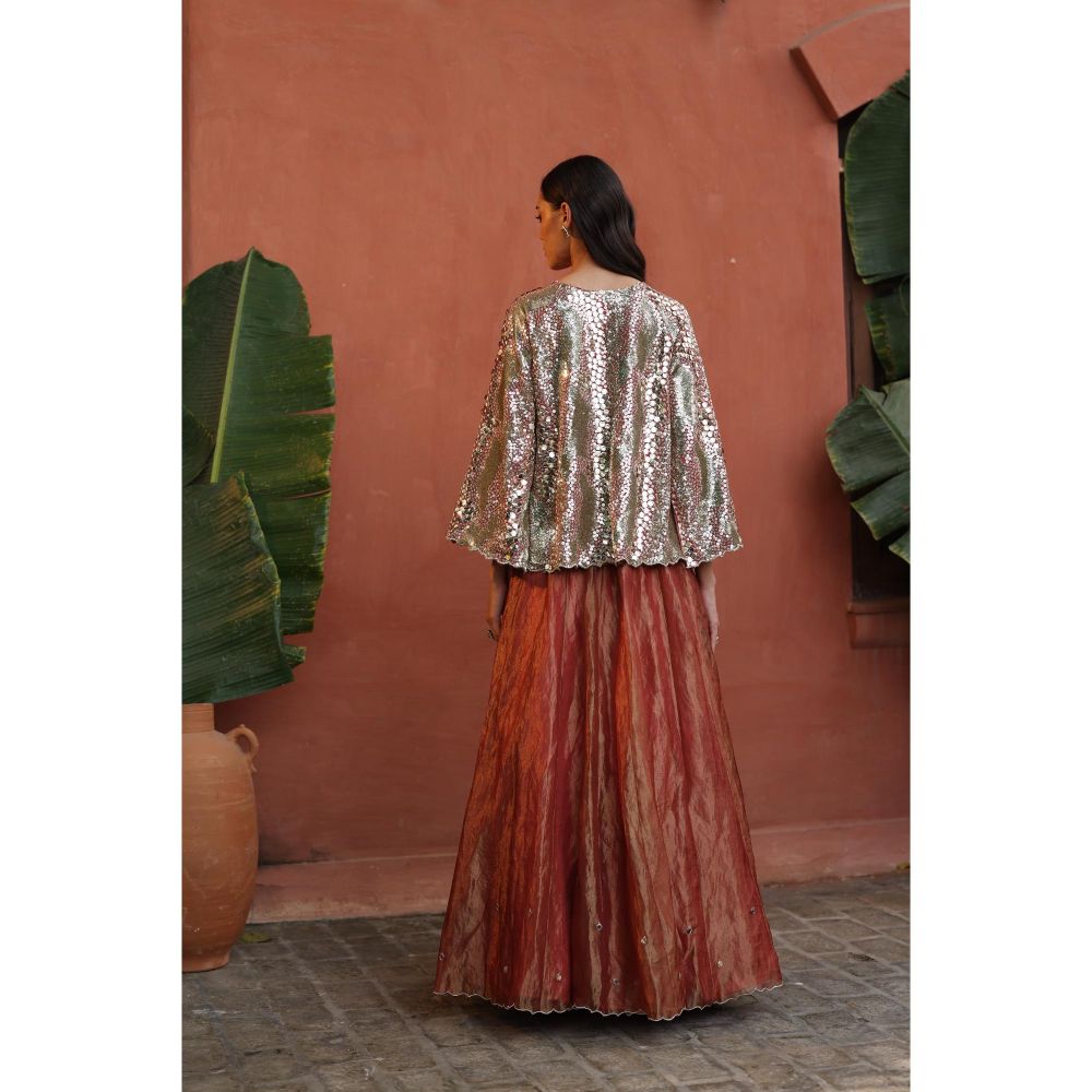 Begum Pret Peach Zohra Skirt with Top (Set of 2)