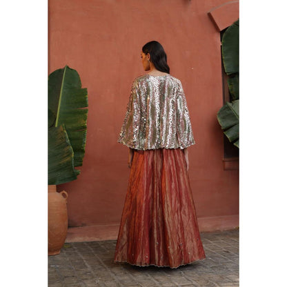 Begum Pret Peach Zohra Skirt with Top (Set of 2)