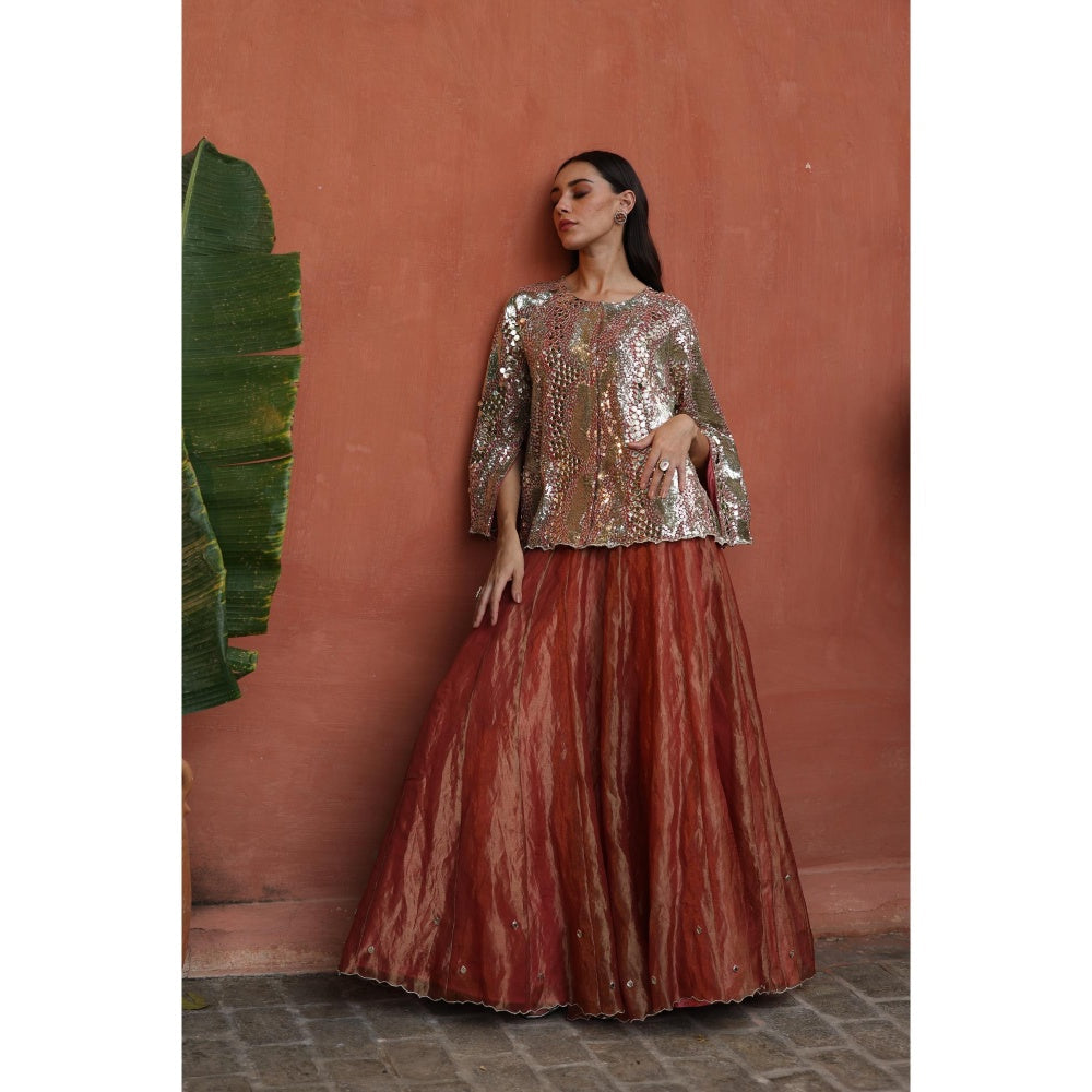 Begum Pret Peach Zohra Skirt with Top (Set of 2)
