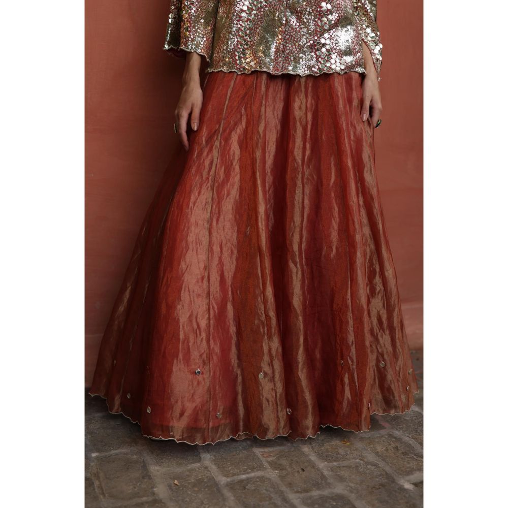 Begum Pret Peach Zohra Skirt with Top (Set of 2)