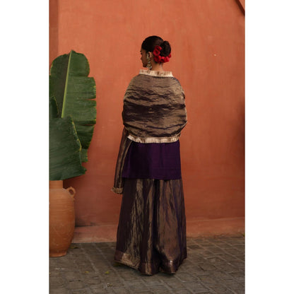 Begum Pret Purple Ruksar Kurta with Palazzo and Dupatta (Set of 3)