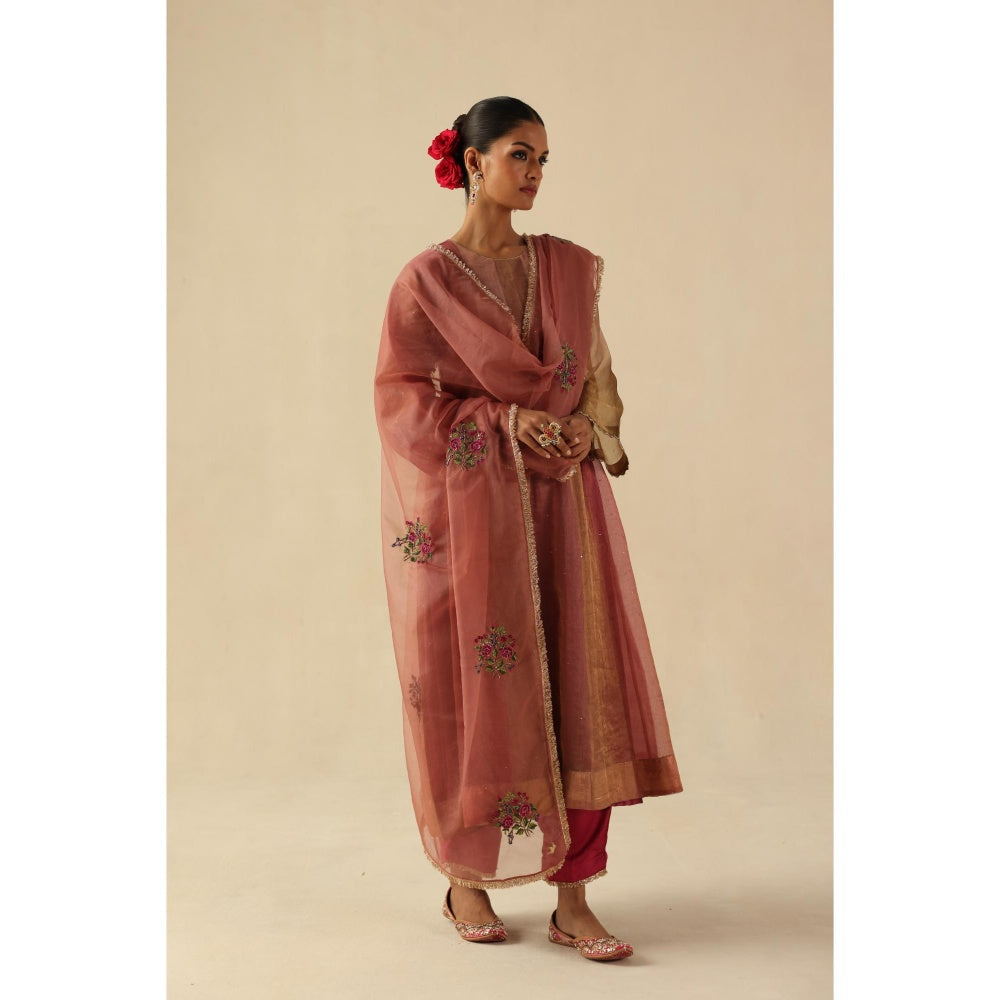 Begum Pret Pink Rimjhim Anarkali with Pant and Dupatta