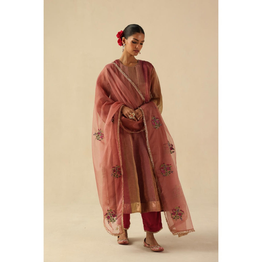 Begum Pret Pink Rimjhim Anarkali with Pant and Dupatta