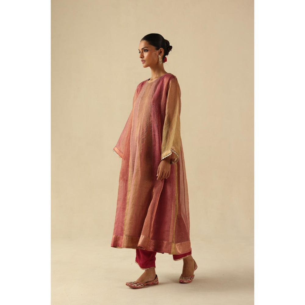 Begum Pret Pink Rimjhim Anarkali with Pant and Dupatta