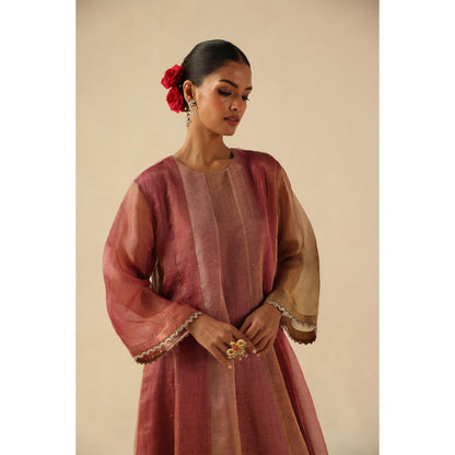 Begum Pret Pink Rimjhim Anarkali with Pant and Dupatta