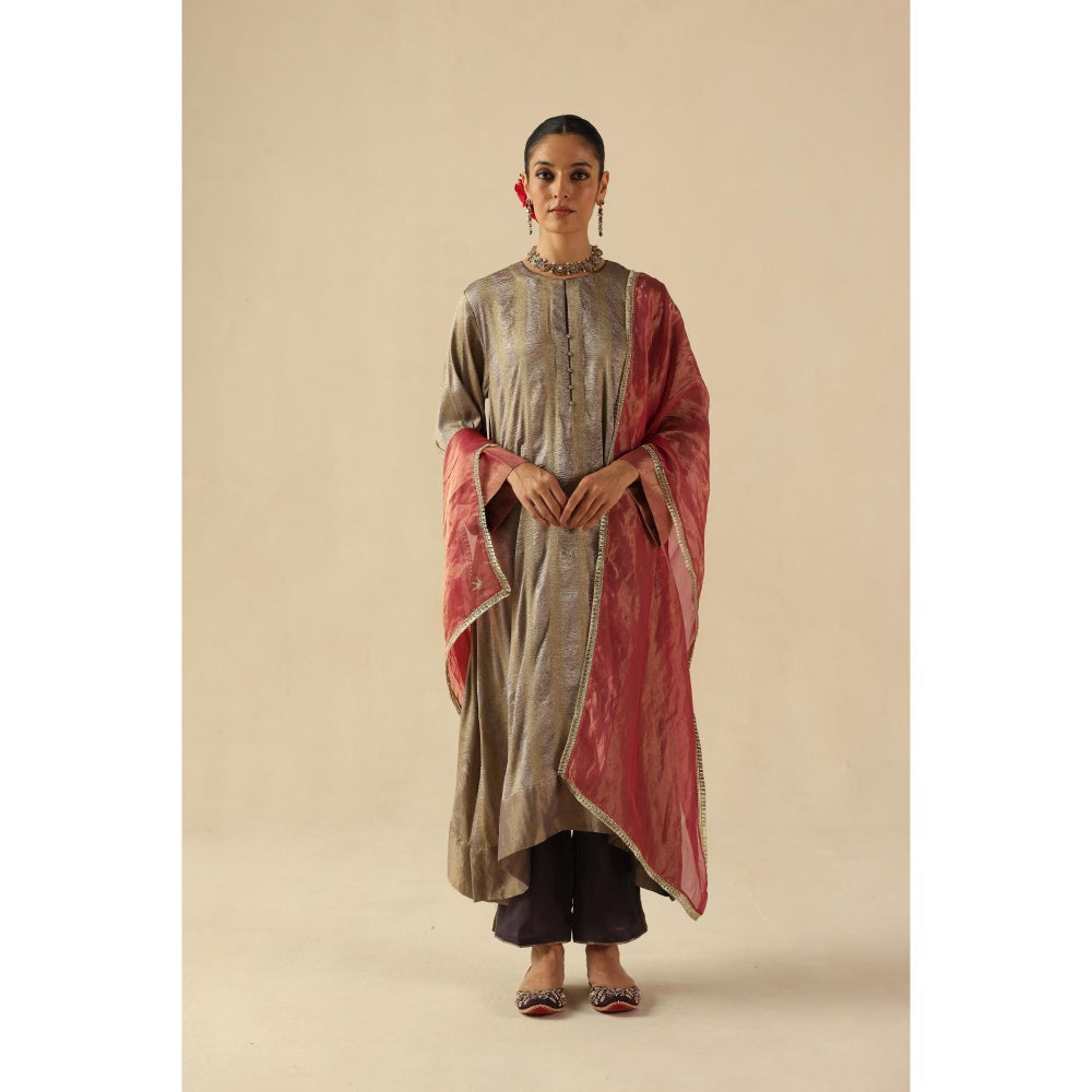 Begum Pret Purple Gauhar Kurta Wit Pant and Dupatta