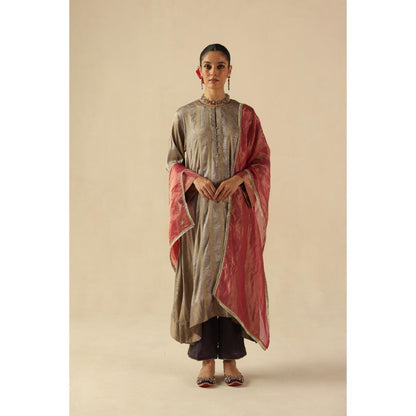 Begum Pret Purple Gauhar Kurta Wit Pant and Dupatta