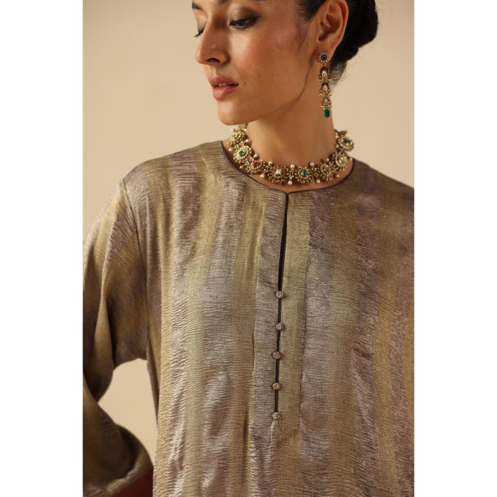 Begum Pret Purple Gauhar Kurta Wit Pant and Dupatta