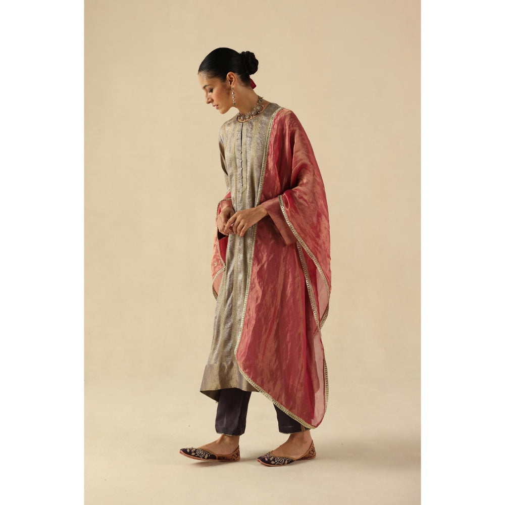 Begum Pret Purple Gauhar Kurta Wit Pant and Dupatta