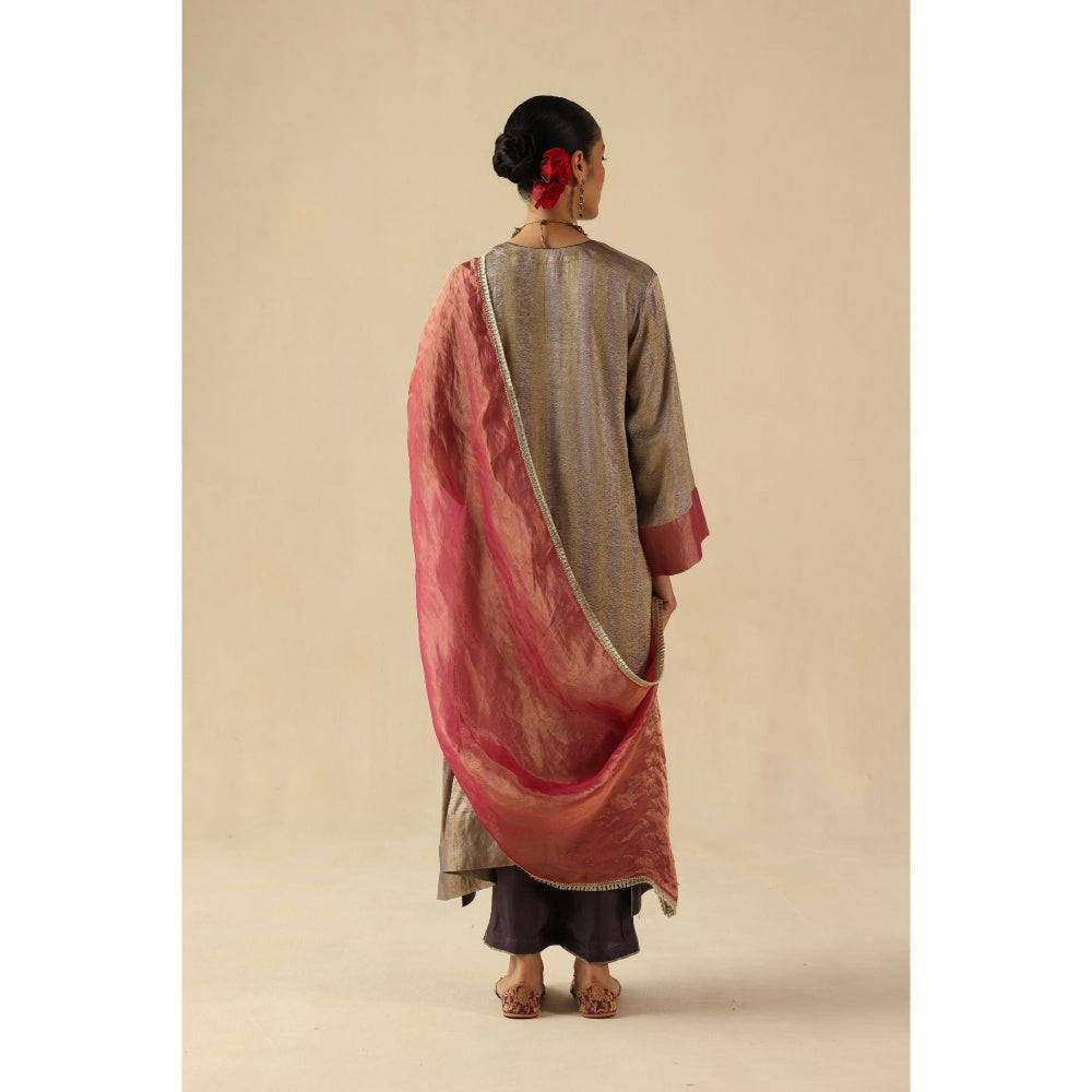 Begum Pret Purple Gauhar Kurta Wit Pant and Dupatta