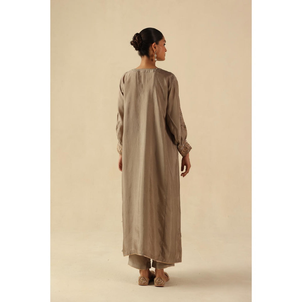 Begum Pret Grey Saaz Phiran Kurta with Pant