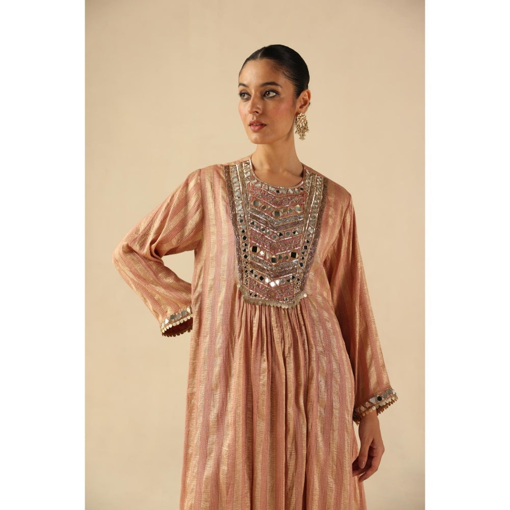 Begum Pret Peach Naksh Kurta with Pant and Dupatta
