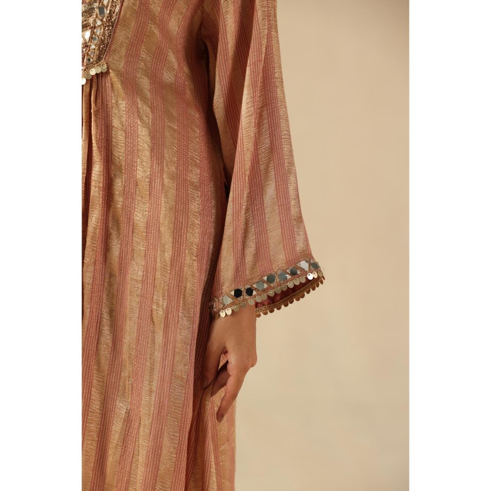 Begum Pret Peach Naksh Kurta with Pant and Dupatta