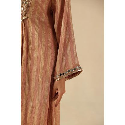 Begum Pret Peach Naksh Kurta with Pant and Dupatta