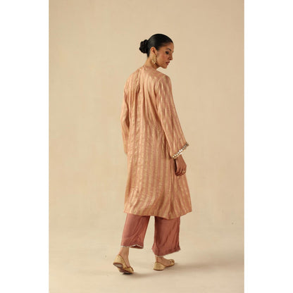 Begum Pret Peach Naksh Kurta with Pant and Dupatta